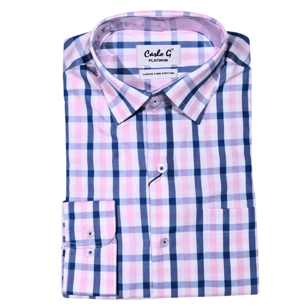 Men's Carlo Galucci Long Sleeve Cotton Formal Dress Shirt in Pink (1113) - available in-store, 337 Monty Naicker Street, Durban CBD or online at Omar's Tailors & Outfitters online store. A men's fashion curation for South African men - established in 1911.