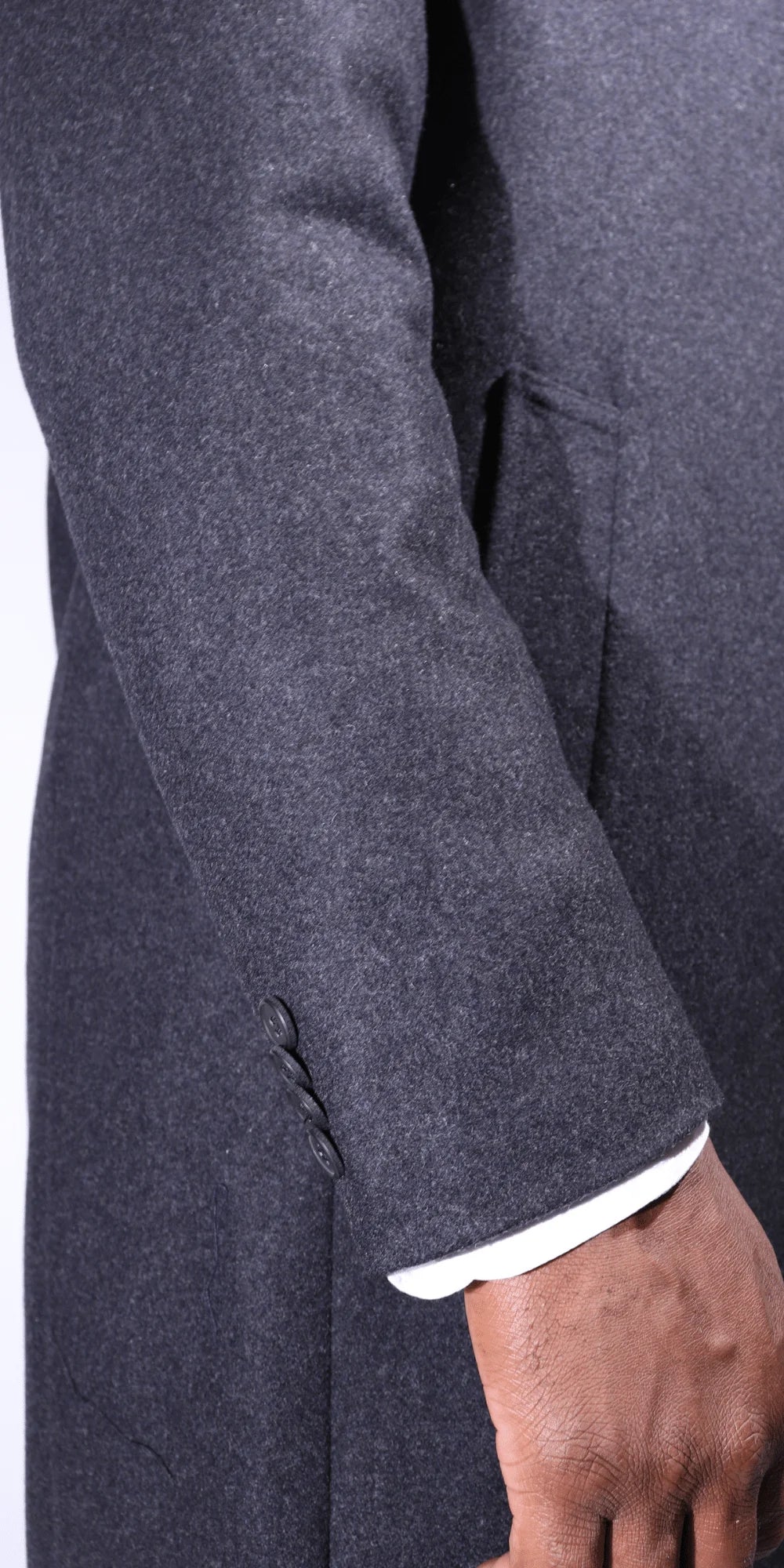 Men's Navada Clothing Cashmere Trenchcoat/overcoat in Grey (111) available in-store, 337 Monty Naicker Street, Durban CBD or online at Omar's Tailors & Outfitters online store. A men's fashion curation for South African men - established in 1911.