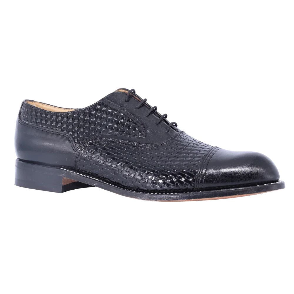 Crockett & Jones Glace Kid - Black Weave Lace-Up (Genuine Leather Upper and Sole)