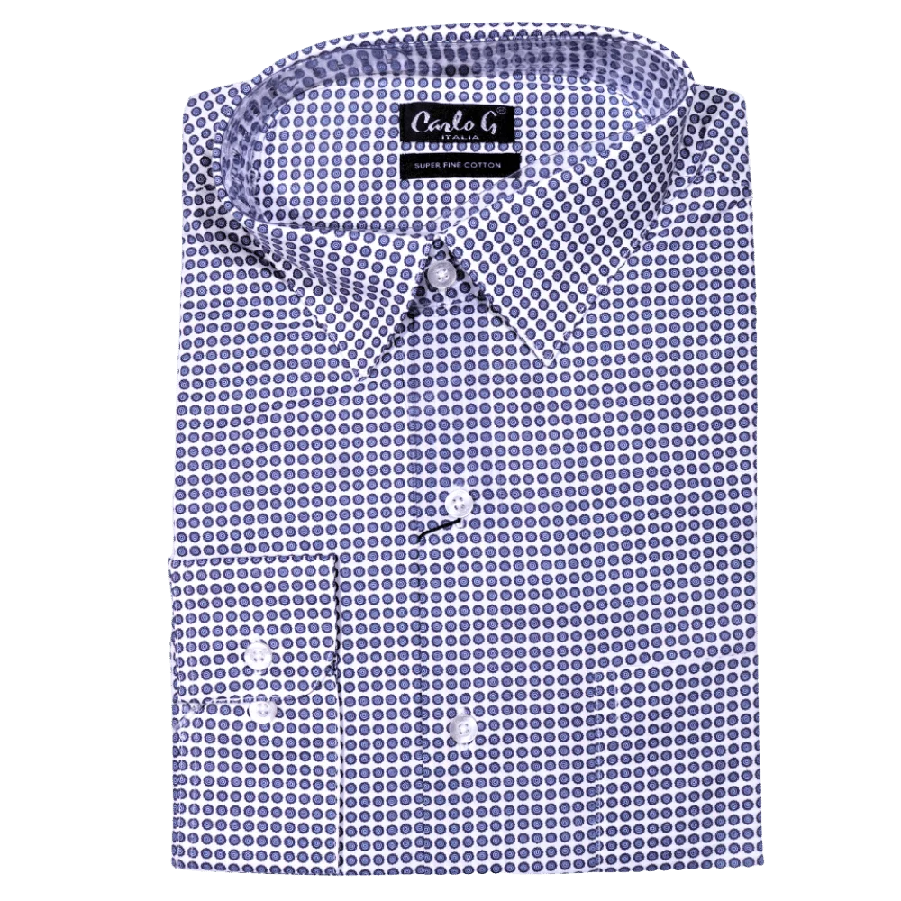 Men's Carlo Galucci Long Sleeve Cotton Formal Dress Shirt in Blue (1192) - available in-store, 337 Monty Naicker Street, Durban CBD or online at Omar's Tailors & Outfitters online store. A men's fashion curation for South African men - established in 1911.