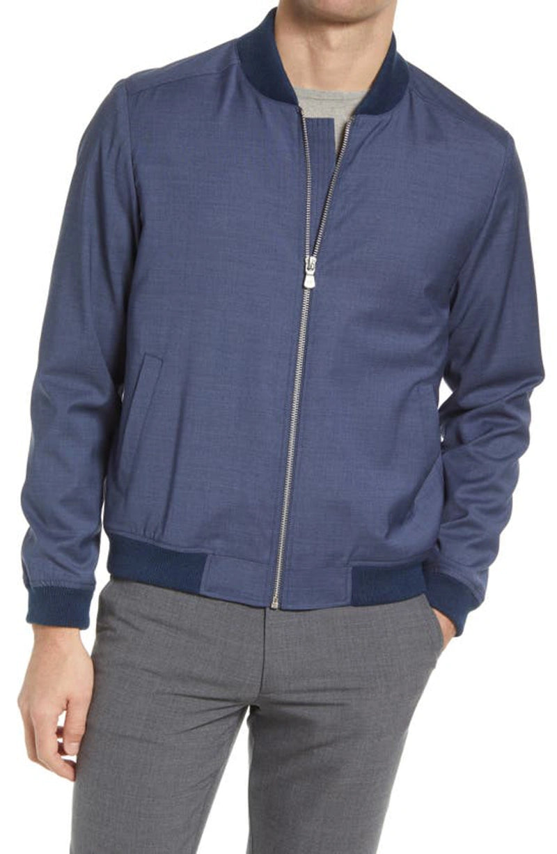 Men's Jack Victor Bennett Stretch Wool Bomber Jacket in Navy (21004) - available in-store, 337 Monty Naicker Street, Durban CBD or online at Omar's Tailors & Outfitters online store. A men's fashion curation for South African men - established in 1911.