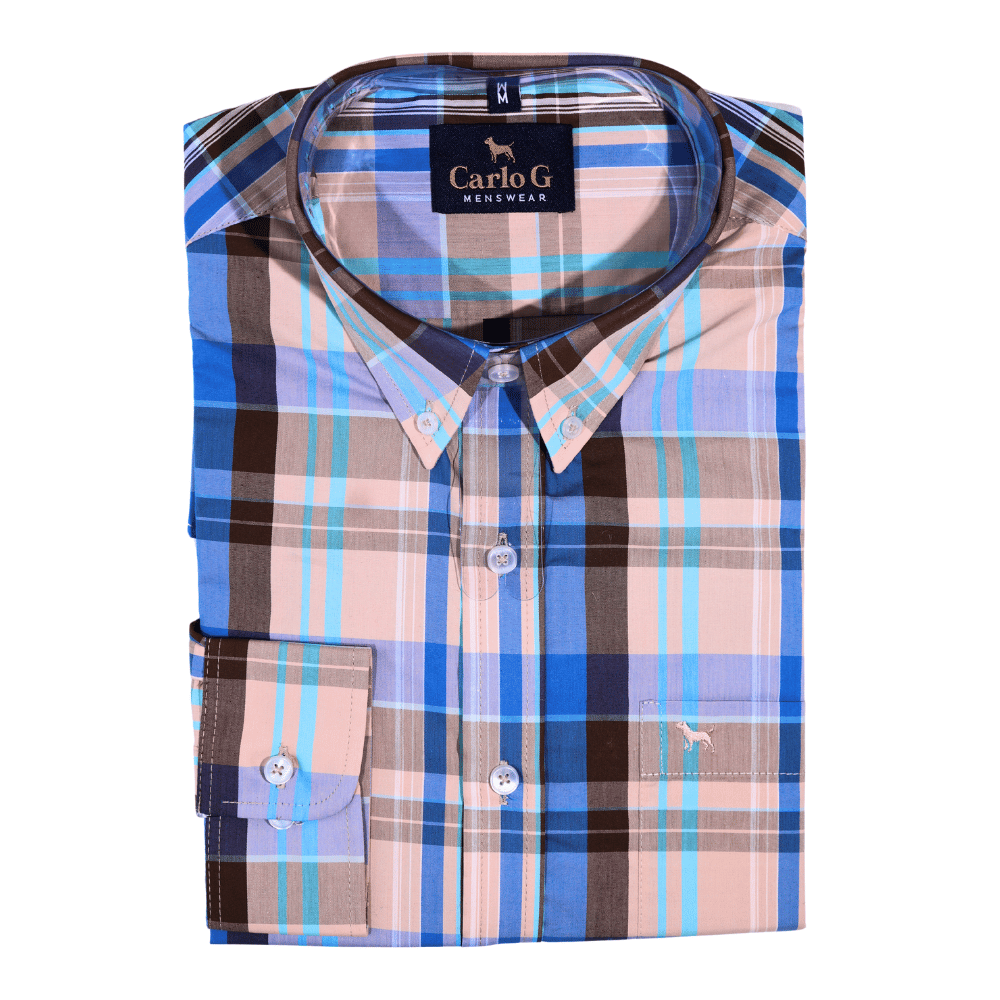 Men's Carlo Galucci Long Sleeve Shirt in Stone (1288) - available in-store, 337 Monty Naicker Street, Durban CBD or online at Omar's Tailors & Outfitters online store. A men's fashion curation for South African men - established in 1911.