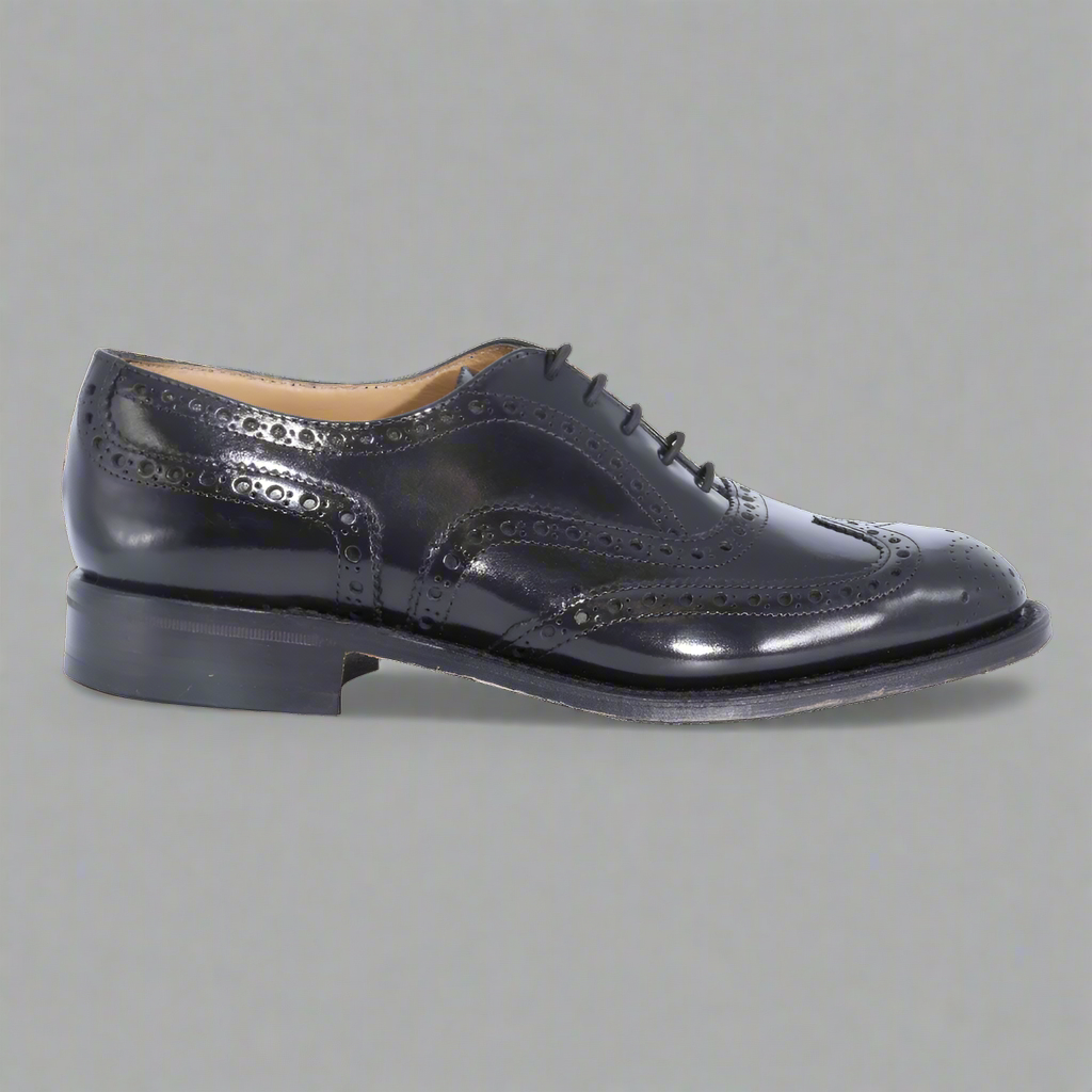 Crockett Jones Brogue Cobbler Black Lace-Up (Genuine Leather