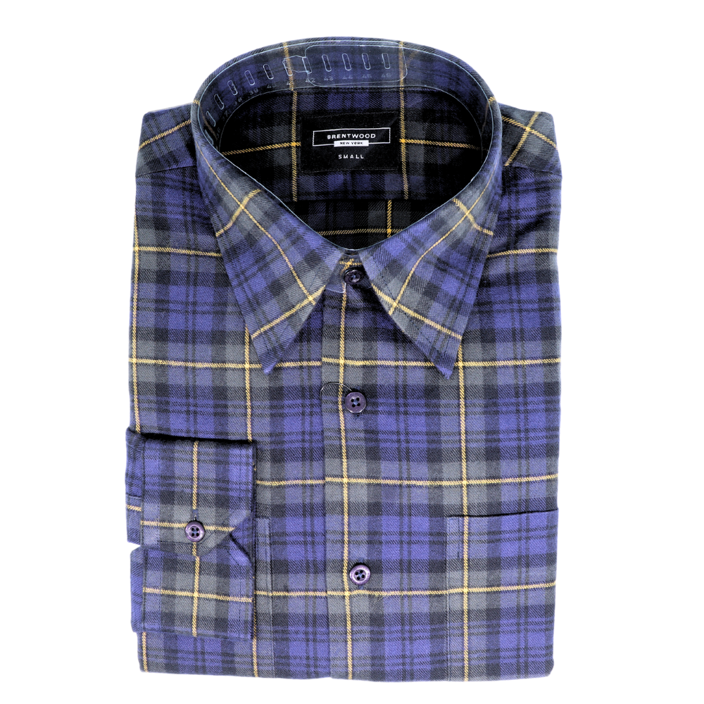 Men's Brentwood Tartan Long Sleeve Shirt in Navy Check (0073) - available in-store, 337 Monty Naicker Street, Durban CBD or online at Omar's Tailors & Outfitters online store. A men's fashion curation for South African men - established in 1911.