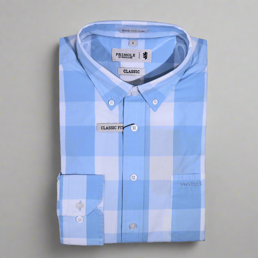 Men's Pringle 100% Cotton Shirt in Blue (1427) - available in-store, 337 Monty Naicker Street, Durban CBD or online at Omar's Tailors & Outfitters online store. A men's fashion curation for South African men - established in 1911.