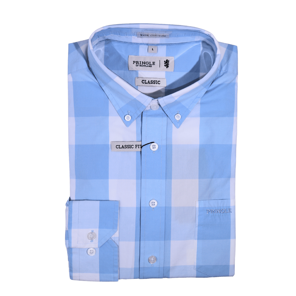 Men's Pringle 100% Cotton Shirt in Blue (1427) - available in-store, 337 Monty Naicker Street, Durban CBD or online at Omar's Tailors & Outfitters online store.   A men's fashion curation for South African men - established in 1911.