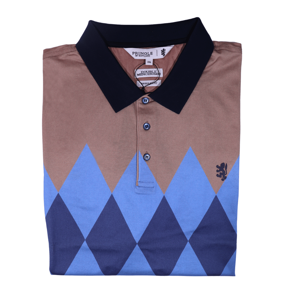 Men's Pringle Double Mercerised Cotton Short Sleeve Golf Shirt in Navy (1438) - available in-store, 337 Monty Naicker Street, Durban CBD or online at Omar's Tailors & Outfitters online store. A men's fashion curation for South African men - established in 1911.