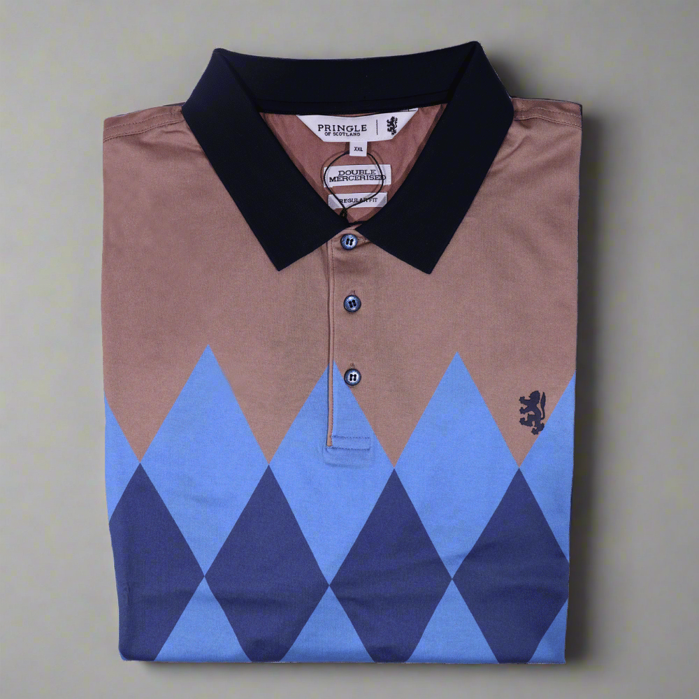 Men's Pringle Double Mercerised Cotton Short Sleeve Golf Shirt in Navy (1438) - available in-store, 337 Monty Naicker Street, Durban CBD or online at Omar's Tailors & Outfitters online store. A men's fashion curation for South African men - established in 1911.