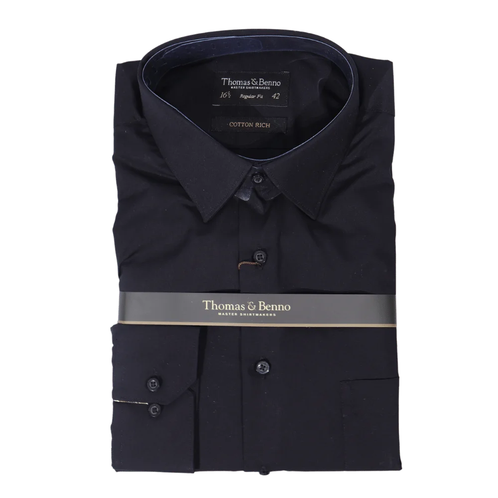 Men's Cotton Rich Thomas & Benno Long Sleeve Formal Shirt with Collar in White available in-store, 337 Monty Naicker Street, Durban CBD or online at Omar's Tailors & Outfitters online store. A men's fashion curation for South African men - established in 1911.