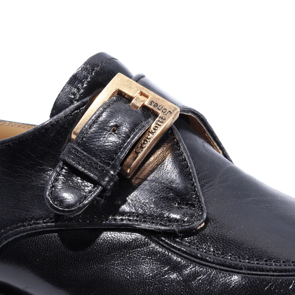 Crockett & Jones Glace Kid Monk - Black Buckle-Up (Genuine Leather Upper and Sole)