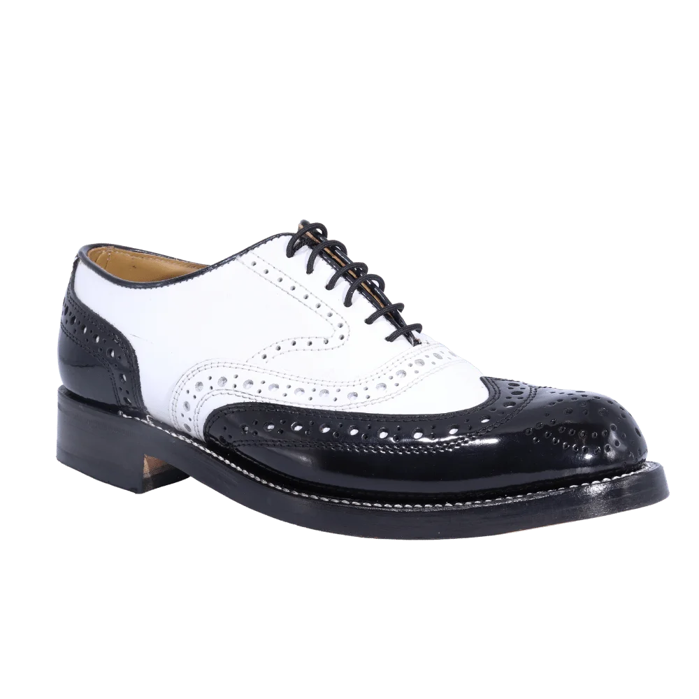 Men's Genuine Leather Crockett & Jones Brogue in Black & White, Lace-up Formal Dress Shoe available in-store, 337 Monty Naicker Street, Durban CBD or online at Omar's Tailors & Outfitters online store. A men's fashion curation for South African men - established in 1911.