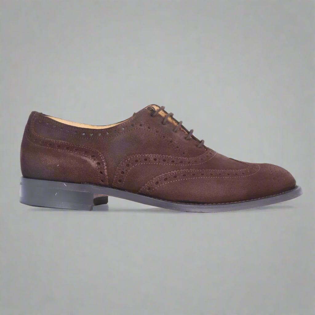 Crockett & Jones Suede Brogue Cobbler in Brown