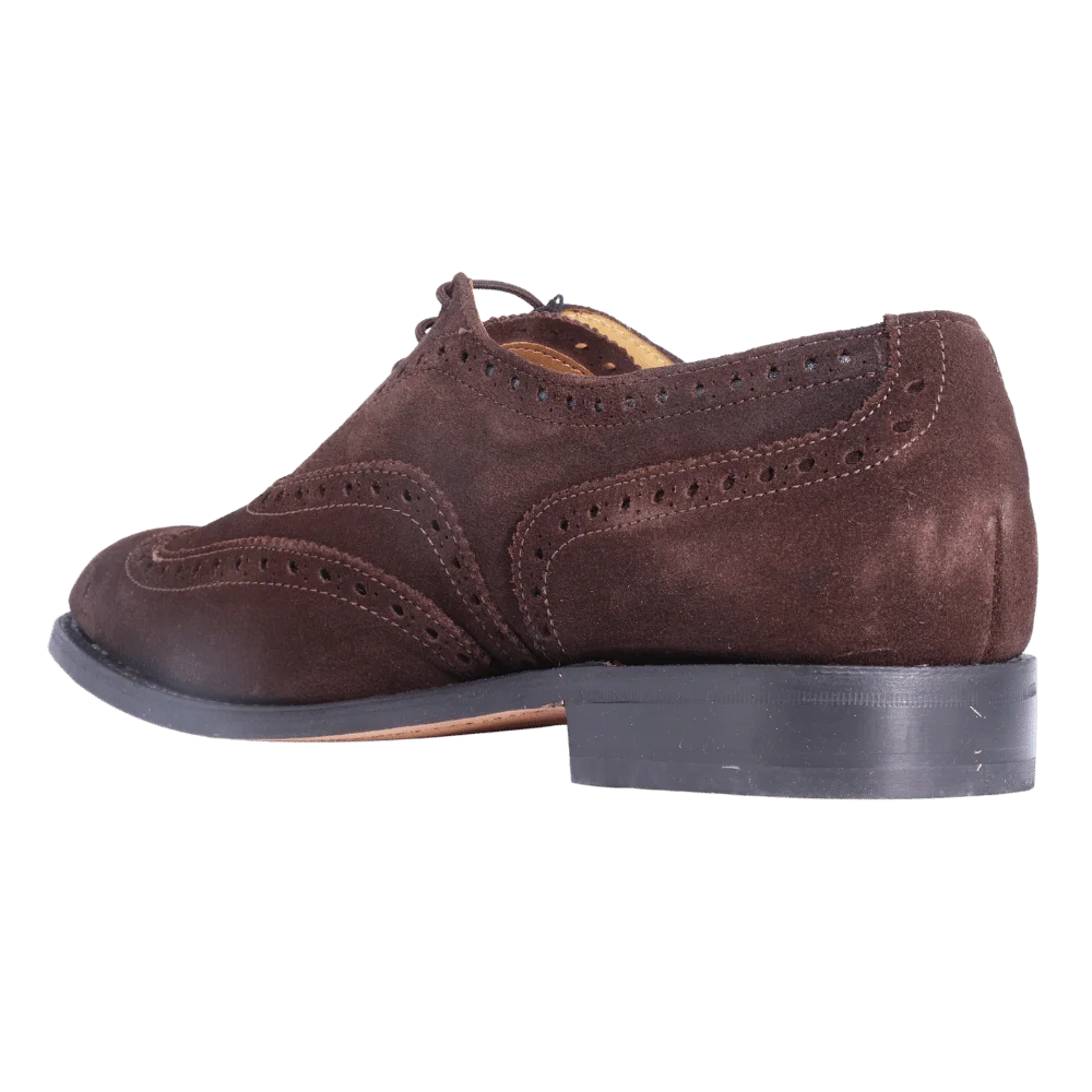 Crockett & Jones Suede Brogue Cobbler in Brown
