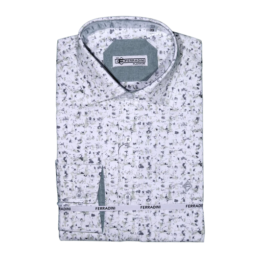 Shop the Men's Ferradini Long Sleeve Collared Shirt in Green, designed for premium style and comfort. Perfect for all occasions, available in-store at 337 Monty Naicker Street, Durban Central, or online at www.omarstailors.com.