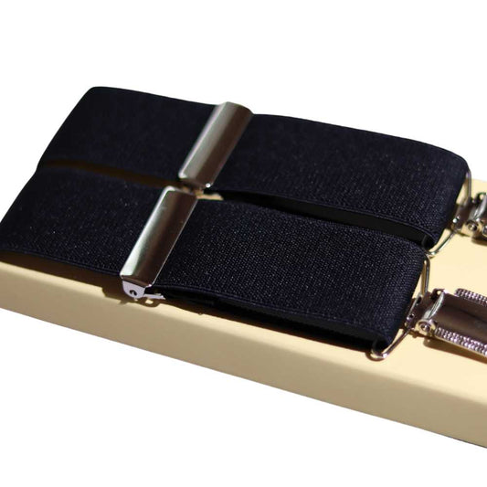 Shop premium 35mm 4-clip suspenders in Black for a timeless, sophisticated look. Designed for comfort & durability, perfect for formal events, weddings, or everyday wear. Adjustable fit for all-day support. Shop in-store or online now!
