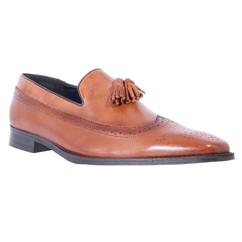 John Drake Brogue - Brown Slip-On (Genuine Leather Upper)