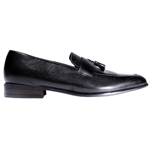 Men's Genuine Leather John Drake Tasseled Moccasin in Black (32609) -  Formal lace-up Shoe available in-store, 337 Monty Naicker Street, Durban CBD or online at Omar's Tailors & Outfitters online store.   A men's fashion curation for South African men - established in 1911.