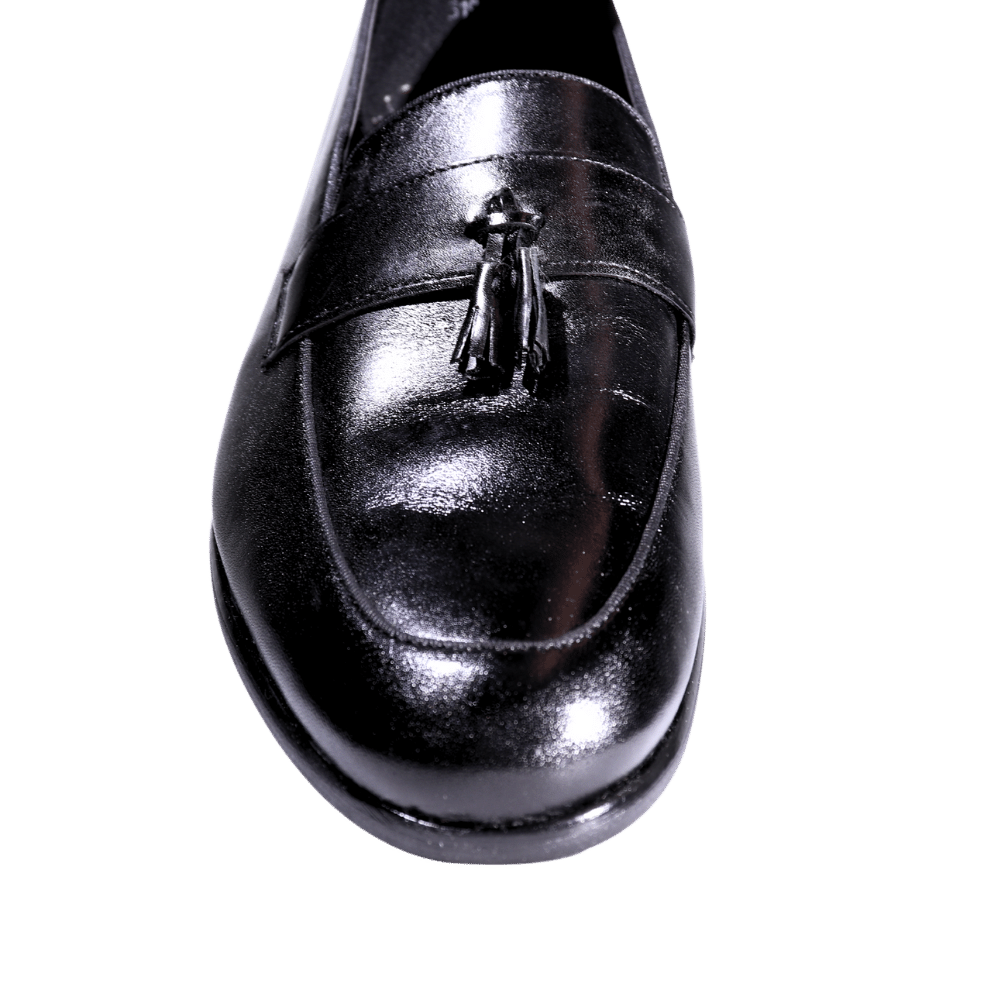 Men's Genuine Leather John Drake Tasseled Moccasin in Black (32609) -  Formal lace-up Shoe available in-store, 337 Monty Naicker Street, Durban CBD or online at Omar's Tailors & Outfitters online store.   A men's fashion curation for South African men - established in 1911.