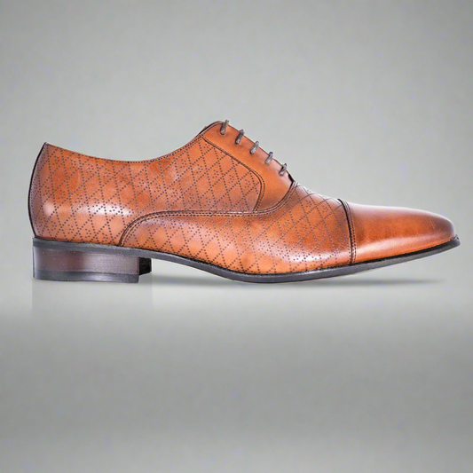 Men's Genuine Leather John Drake Toe-Cap Derby in brown Formal Lace-Up Shoe (32614) Formal Slip-on Shoe available in-store, 337 Monty Naicker Street, Durban CBD or online at Omar's Tailors & Outfitters online store. A men's fashion curation for South African men - established in 1911.