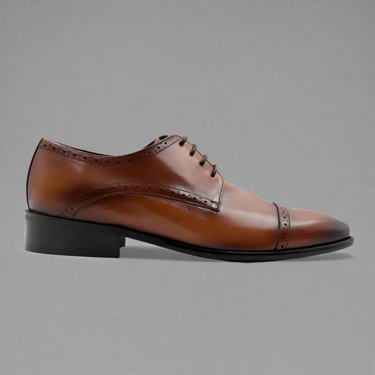 Men's Genuine Leather John Drake Toe-cap Derby in Brown (32674) - Formal Shoe available in-store, 337 Monty Naicker Street, Durban CBD or shop online at www.omarstailors.com - Free Shipping.