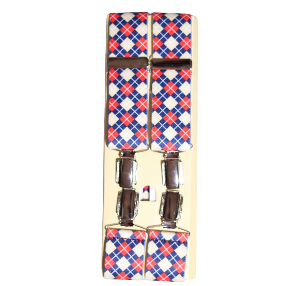 Shop premium 35mm 4-clip suspenders in Diamond Red for a timeless, sophisticated look. Designed for comfort & durability, perfect for formal events, weddings, or everyday wear. Adjustable fit for all-day support. Shop in-store or online now!