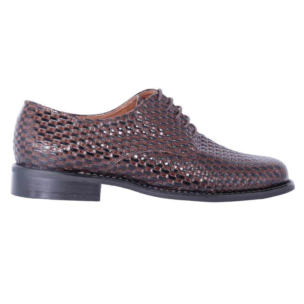 John Drake Derby Weave - Brown Weave Vamp Lace-Up (Genuine Leather Upper)