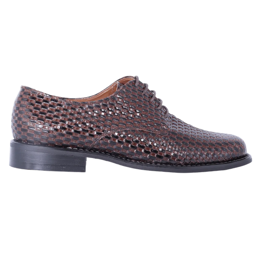 John Drake Derby Weave - Brown Weave Vamp Lace-Up (Genuine Leather Upper)