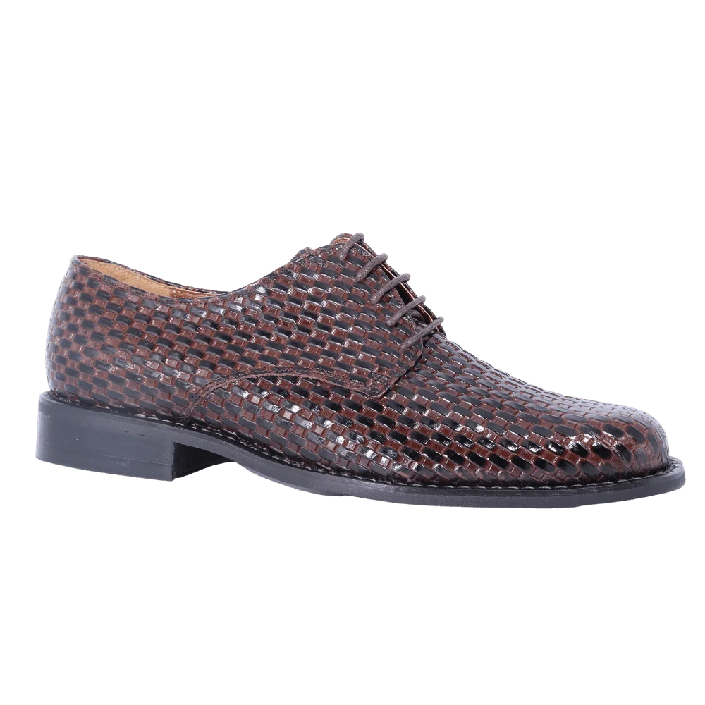 John Drake Derby Weave - Brown Weave Vamp Lace-Up (Genuine Leather Upper)
