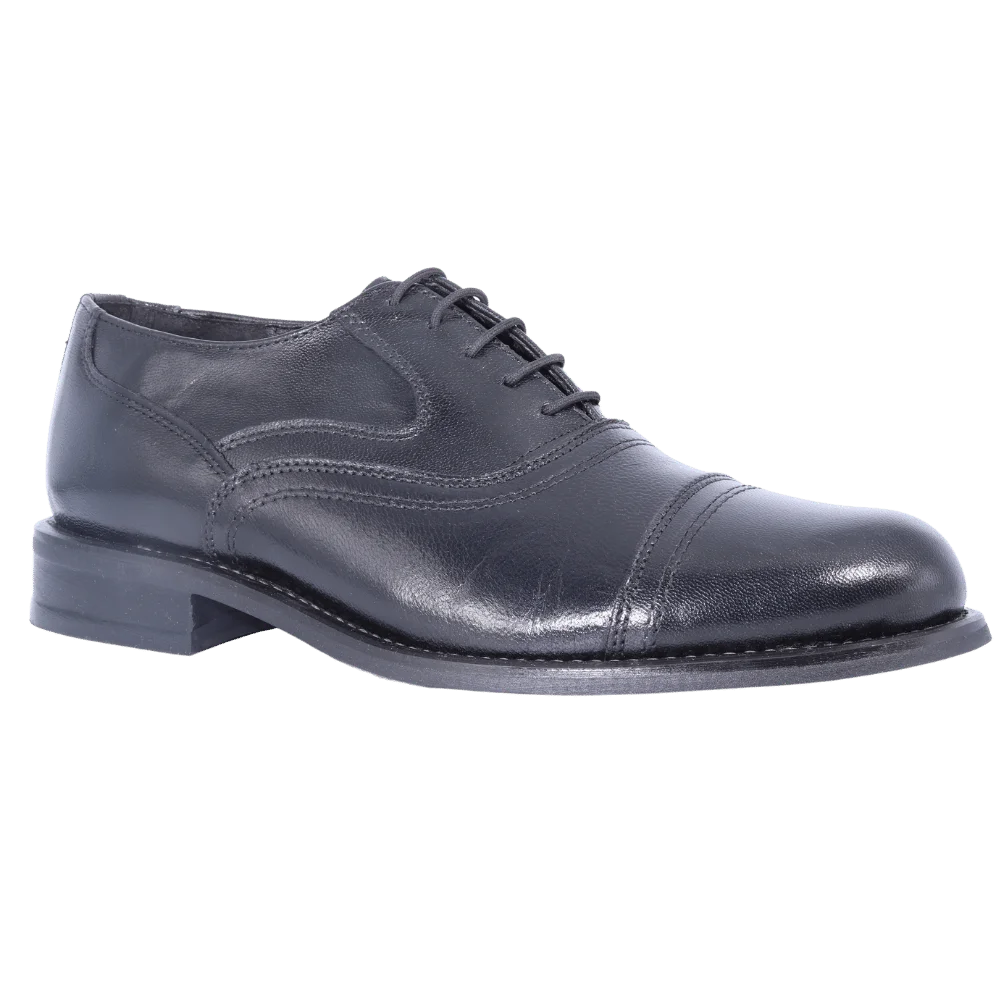 John Drake Toe Cap - Black Lace-Up (Genuine Leather Upper)