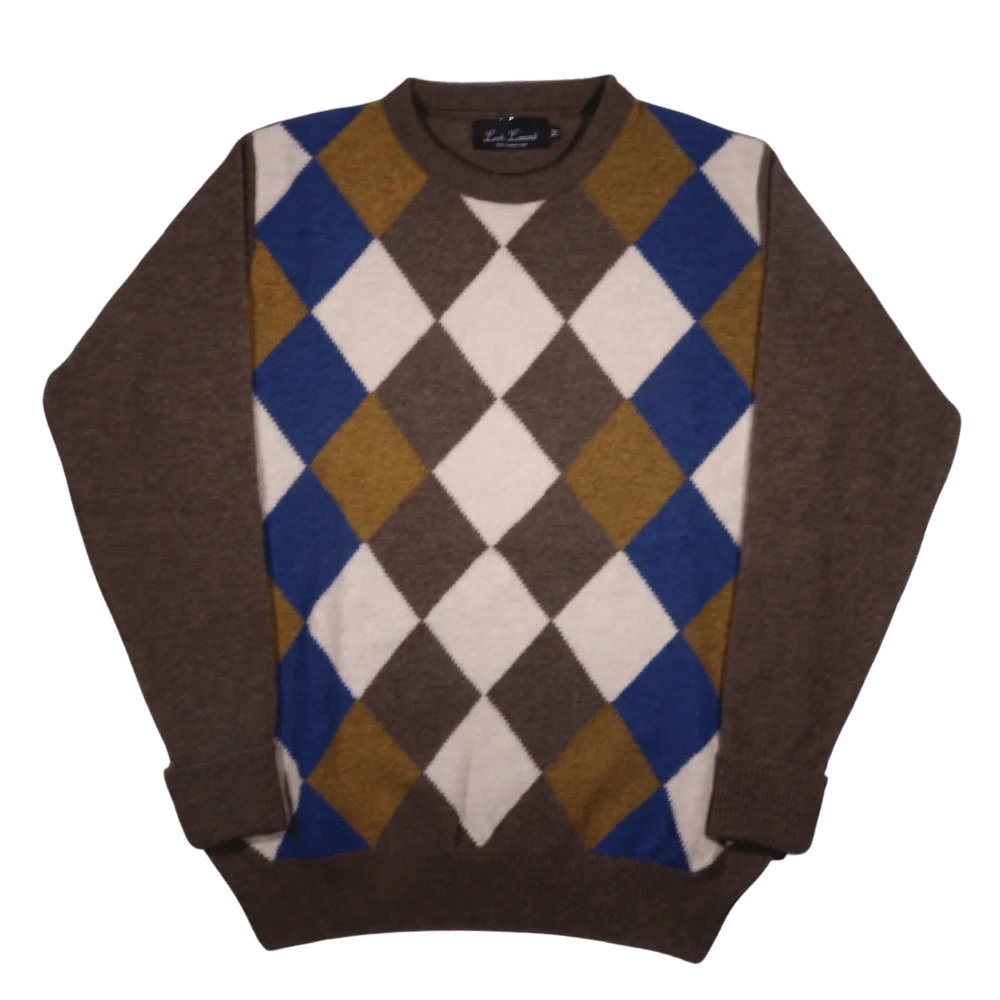 Men's 100% lambswool Loch Lomond crewneck jersey in cocoa available in-store, 337 Monty Naicker Street, Durban CBD or online at Omar's Tailors & Outfitters online store. A men's fashion curation for South African men - established in 1911.