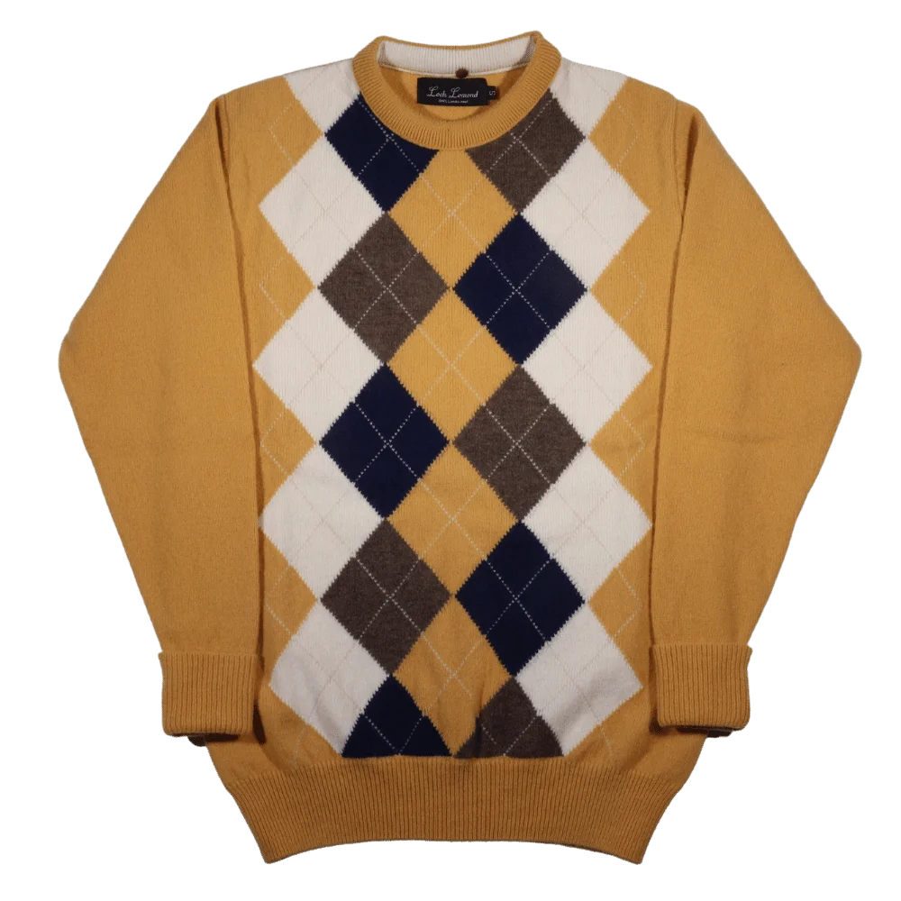 Men's 100% lambswool Loch Lomond crewneck jersey in yellow available in-store, 337 Monty Naicker Street, Durban CBD or online at Omar's Tailors & Outfitters online store. A men's fashion curation for South African men - established in 1911.