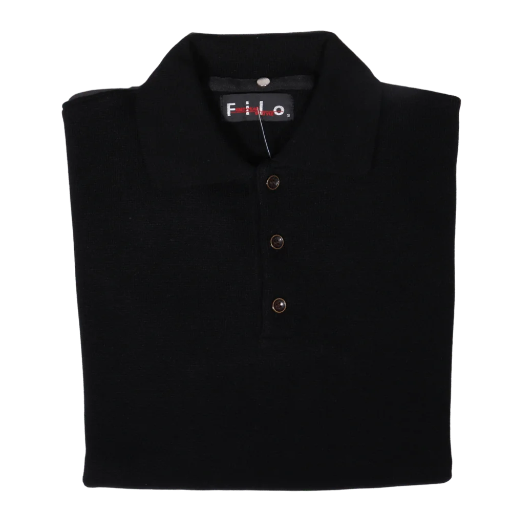 Men's Long Sleeve Filo Golfer Sweater in Black available in-store, 337 Monty Naicker Street, Durban CBD or online at Omar's Tailors & Outfitters online store. A men's fashion curation for South African men - established in 1911.