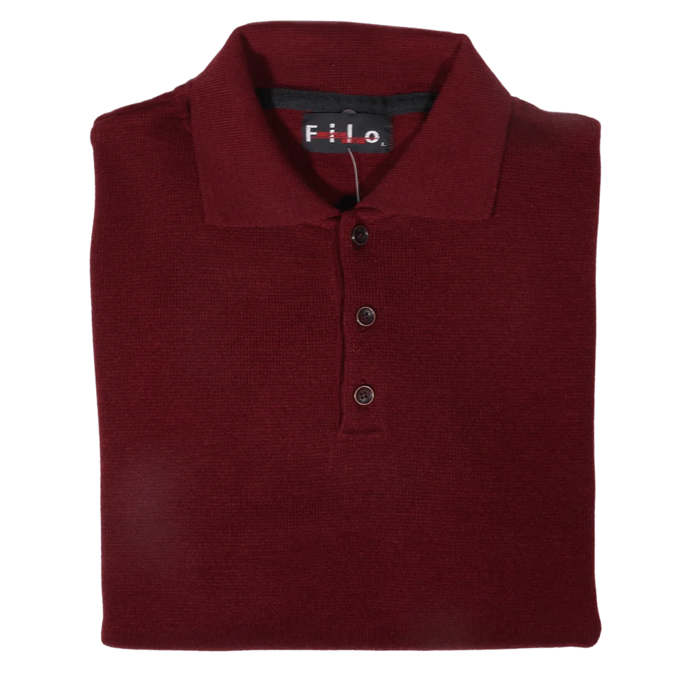Men's Long Sleeve Filo Golfer Sweater in Maroon available in-store, 337 Monty Naicker Street, Durban CBD or online at Omar's Tailors & Outfitters online store. A men's fashion curation for South African men - established in 1911.
