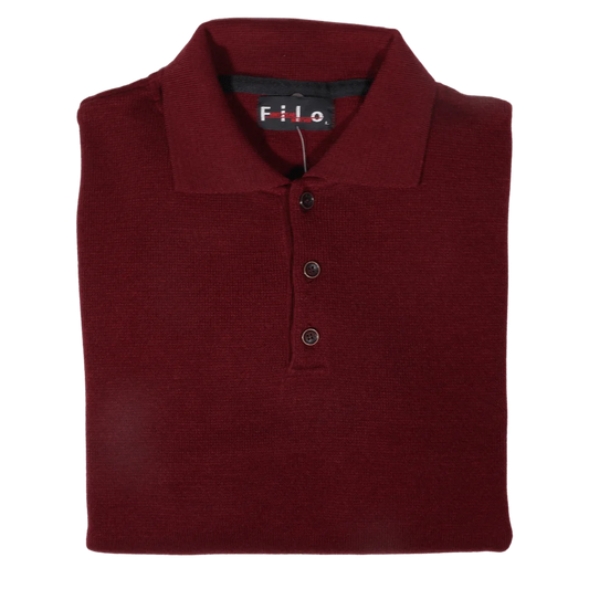 Men's Long Sleeve Filo Golfer Sweater in Maroon available in-store, 337 Monty Naicker Street, Durban CBD or online at Omar's Tailors & Outfitters online store.   A men's fashion curation for South African men - established in 1911.