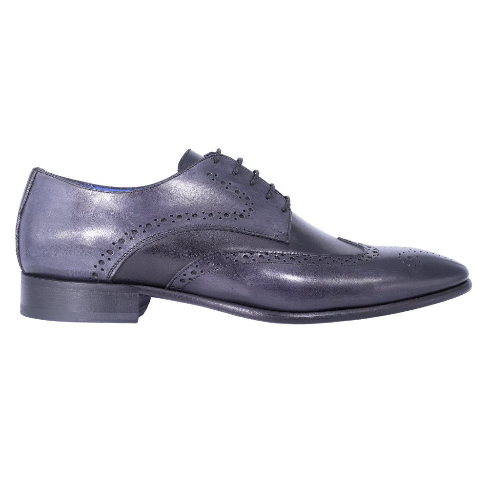 Aliverti Derby Lace-Up - Nero & Fumo (Genuine Leather Upper & Sole)
