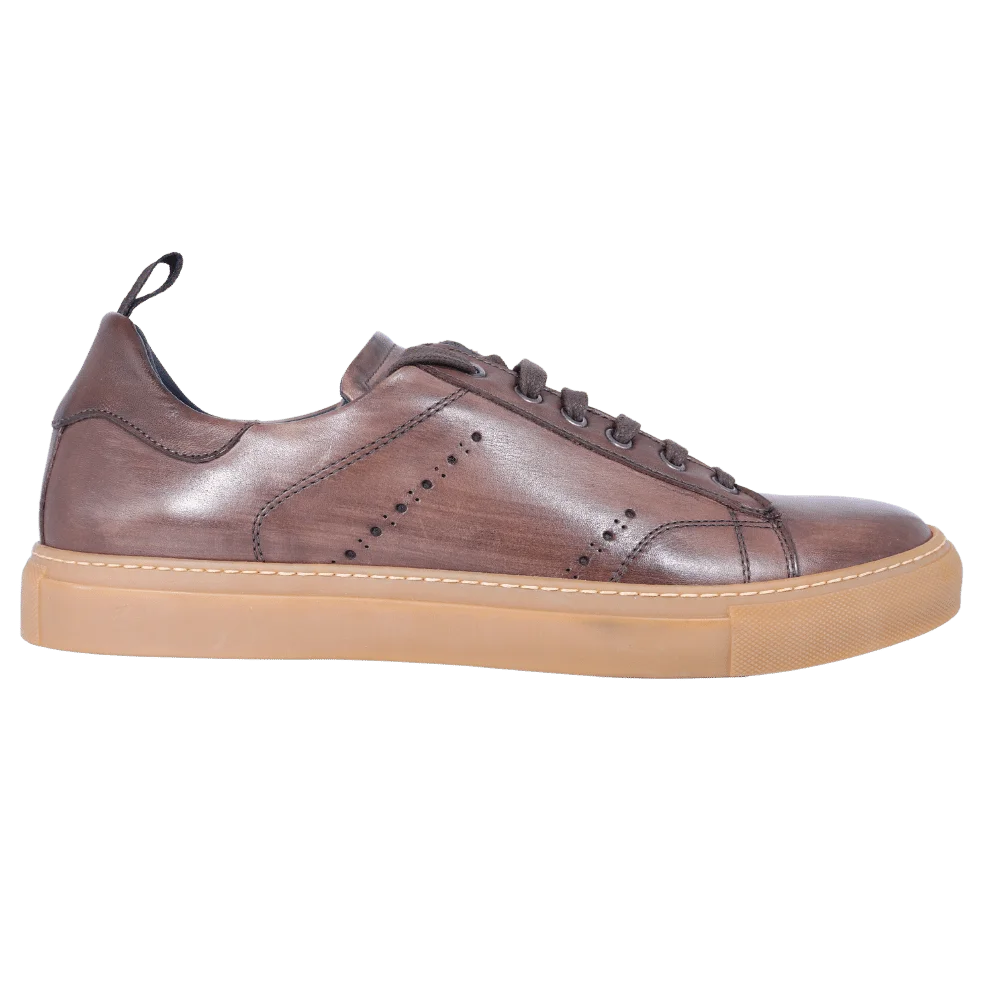 Aliverti Lace-Up Sneaker - Tortora (Genuine Leather Upper & Sole)