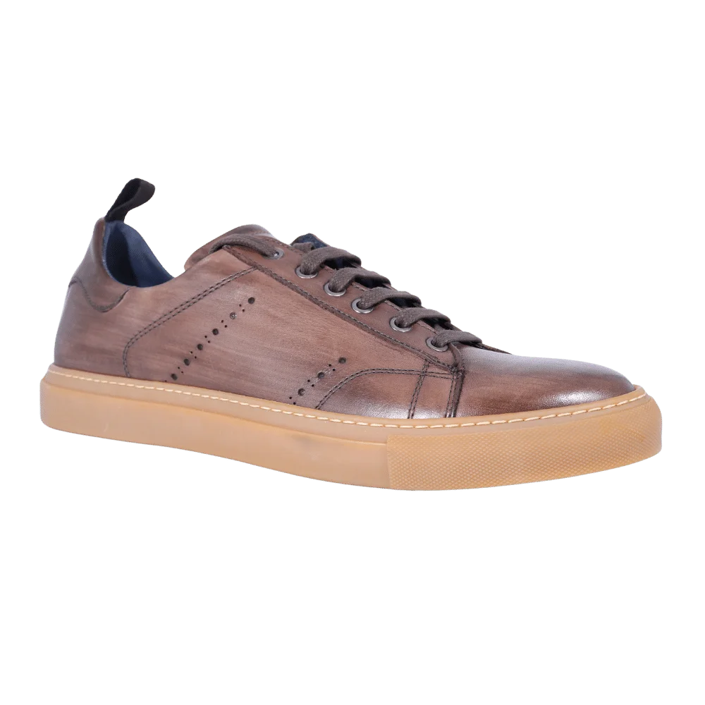 Aliverti Lace-Up Sneaker - Tortora (Genuine Leather Upper & Sole)