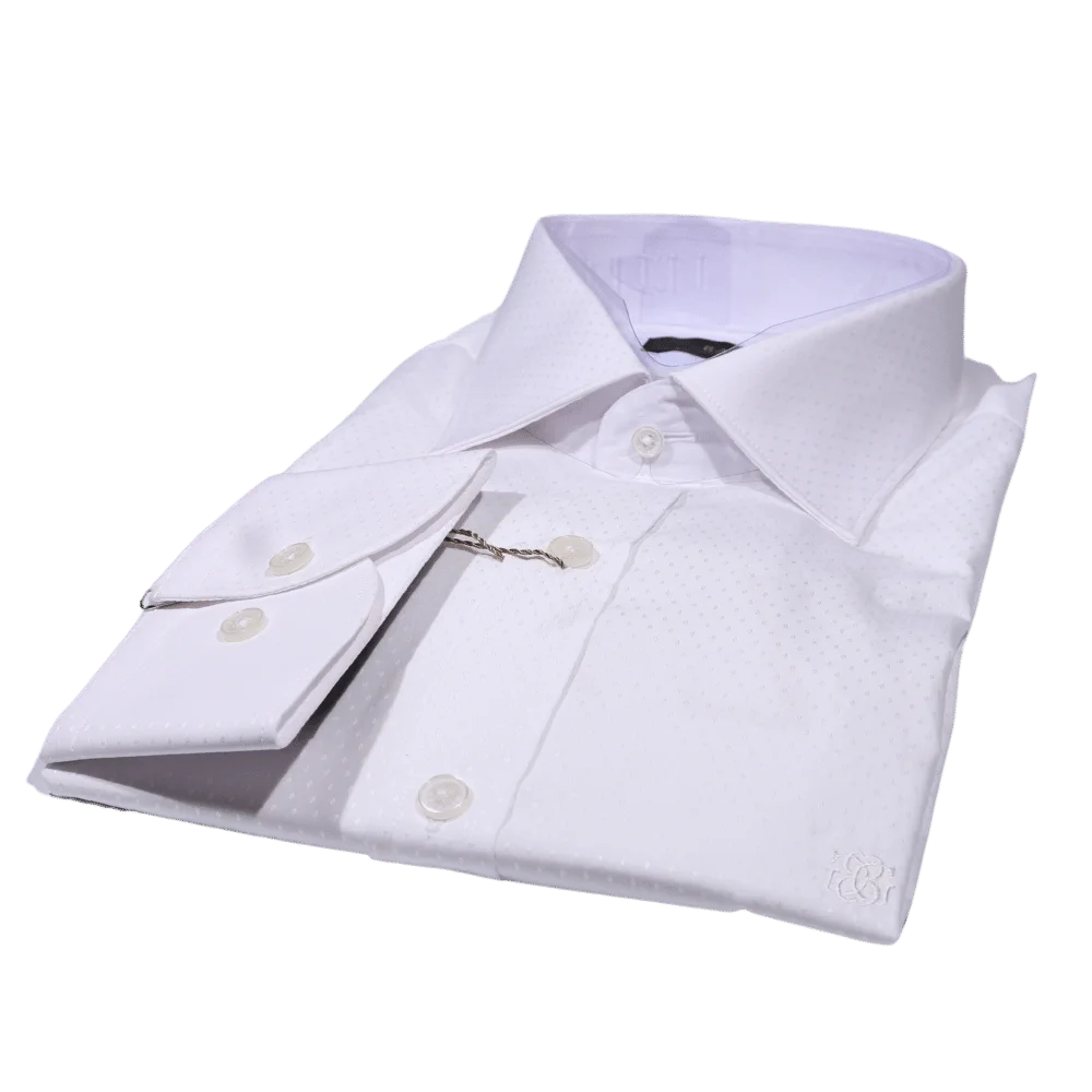 Men's Bagozza Long Sleeve Formal Shirt in White (1924) available in-store, 337 Monty Naicker Street, Durban CBD or online at Omar's Tailors & Outfitters online store. A men's fashion curation for South African men - established in 1911.
