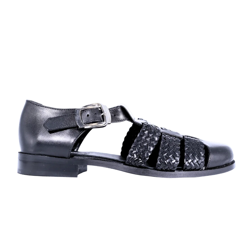 Men's Ferradini Formal Weave Sandal in Black (1658) - Formal Loafer/Slip-on Shoe available in-store, 337 Monty Naicker Street, Durban CBD or online at Omar's Tailors & Outfitters online store. A men's fashion curation for South African men - established in 1911.