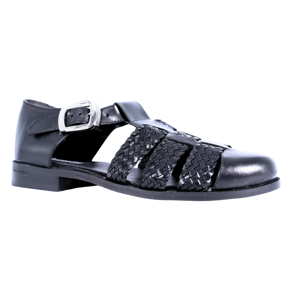 Men's Ferradini Formal Weave Sandal in Black (1658) - Formal Loafer/Slip-on Shoe available in-store, 337 Monty Naicker Street, Durban CBD or online at Omar's Tailors & Outfitters online store. A men's fashion curation for South African men - established in 1911.
