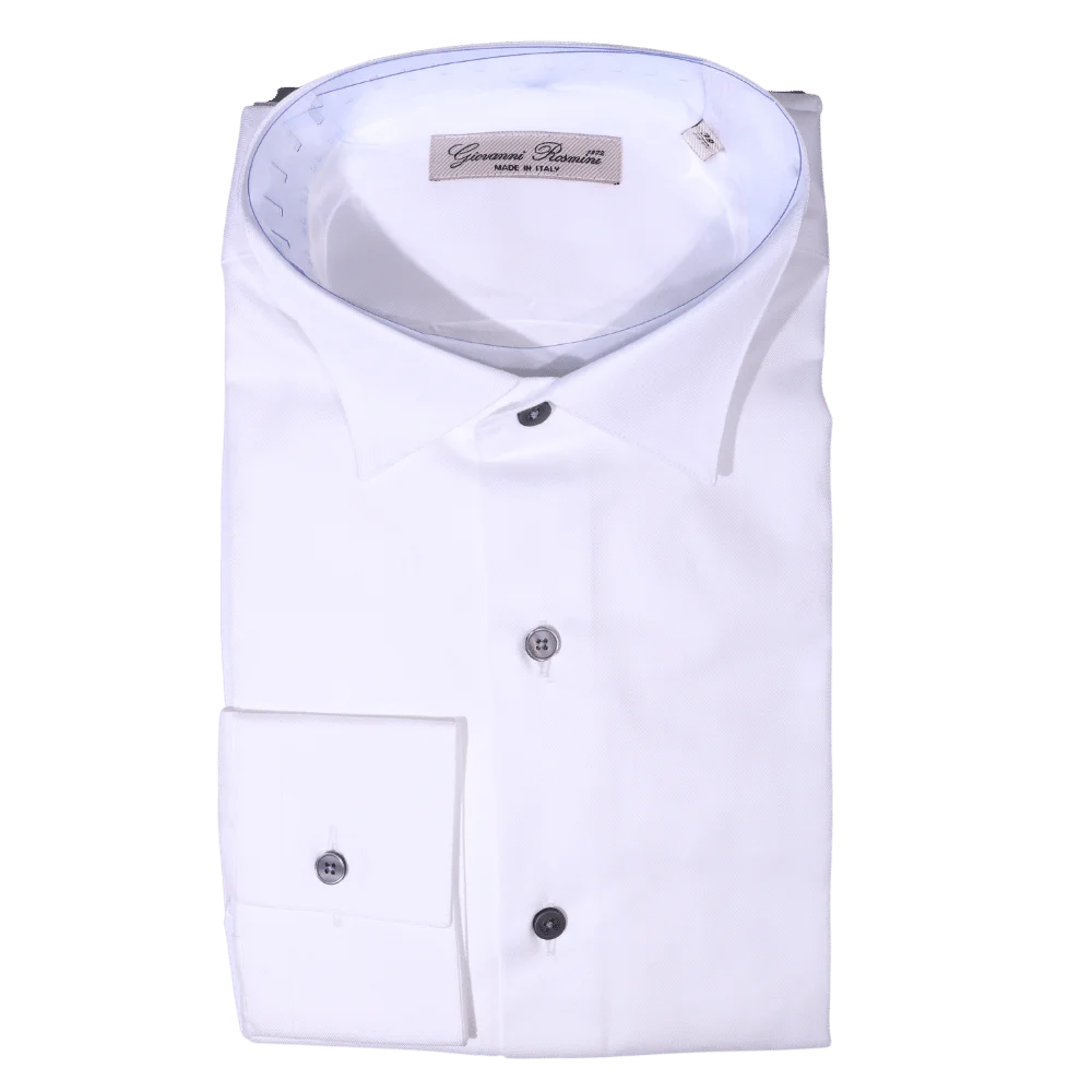 Men's Giovanni Rosmini Long Sleeve Formal Shirt in White (398) available in-store, 337 Monty Naicker Street, Durban CBD or online at Omar's Tailors & Outfitters online store. A men's fashion curation for South African men - established in 1911.