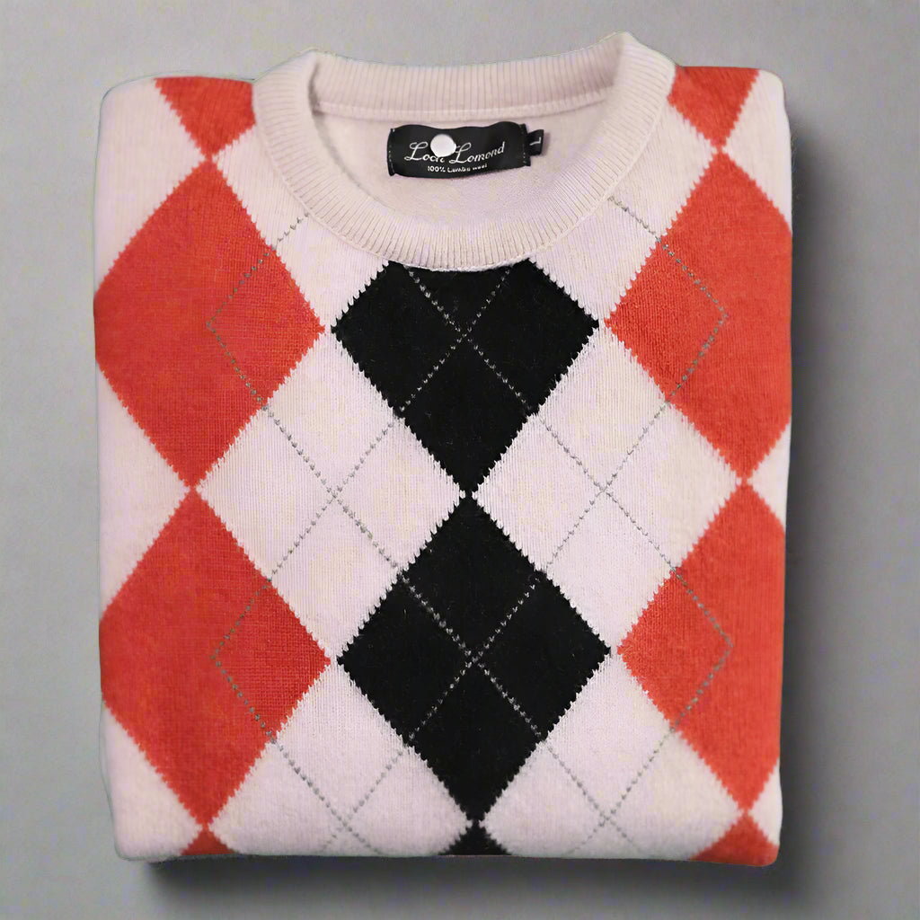 Men's Loch Lomond 100% Lambswool Diamond Crew Neck Jersey in Angora (5862) available in-store, 337 Monty Naicker Street, Durban CBD or online at Omar's Tailors & Outfitters online store. 
A men's fashion curation for South African men - established in 1911.