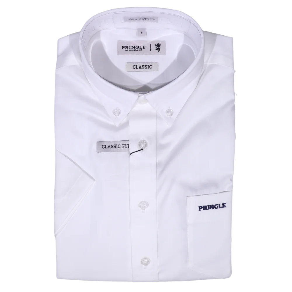 Men's Pringle Ethan Short Sleeve Shirt White (Classic Fit) (2001) available in-store, 337 Monty Naicker Street, Durban CBD or online at Omar's Tailors & Outfitters online store. A men's fashion curation for South African men - established in 1911.