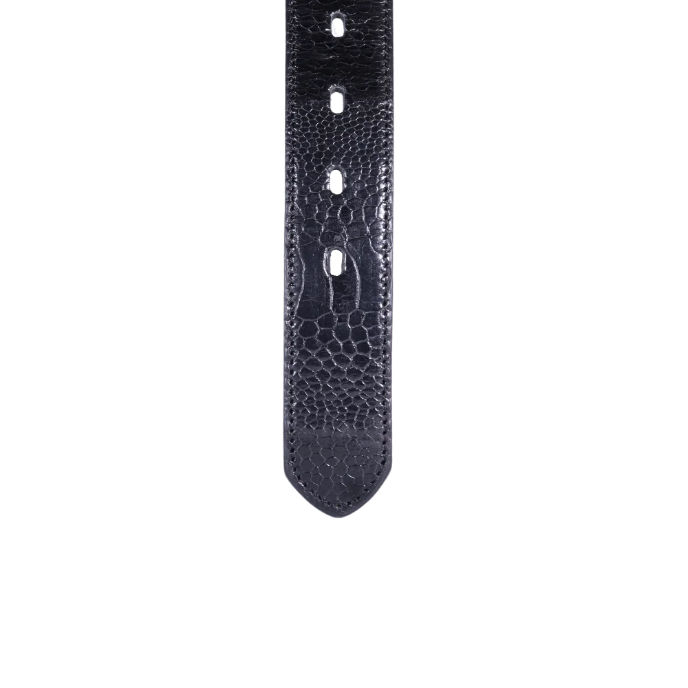 Men's Saddler Genuine Ostrich Shin Belt in Black (5965) is available in-store, 337 Monty Naicker Street, Durban CBD or at Omar's Tailors & Outfitters online store. A men's fashion curation for South African men - established in 1911.