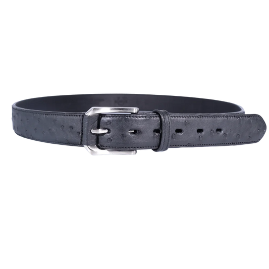 Men's Genuine Leather Backer Ostrich Quill 35mm Sadller Belt in Black (7877) is available in-store, 337 Monty Naicker Street, Durban CBD or at Omar's Tailors & Outfitters online store.   A men's fashion curation for South African men - established in 1911.