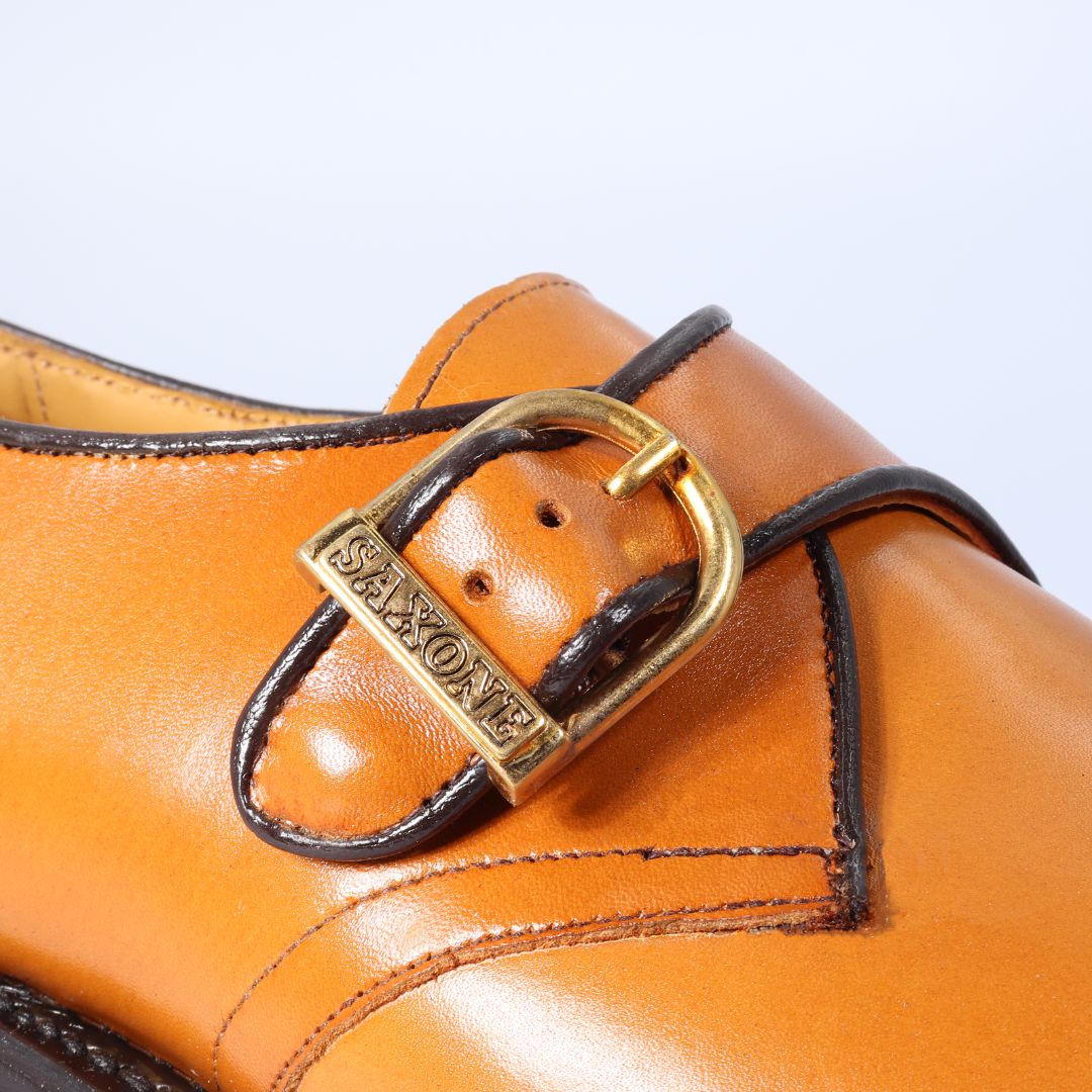Saxone French Calf Buckle - Calf/Tan Buckle-Up (Genuine Leather Upper and Sole)