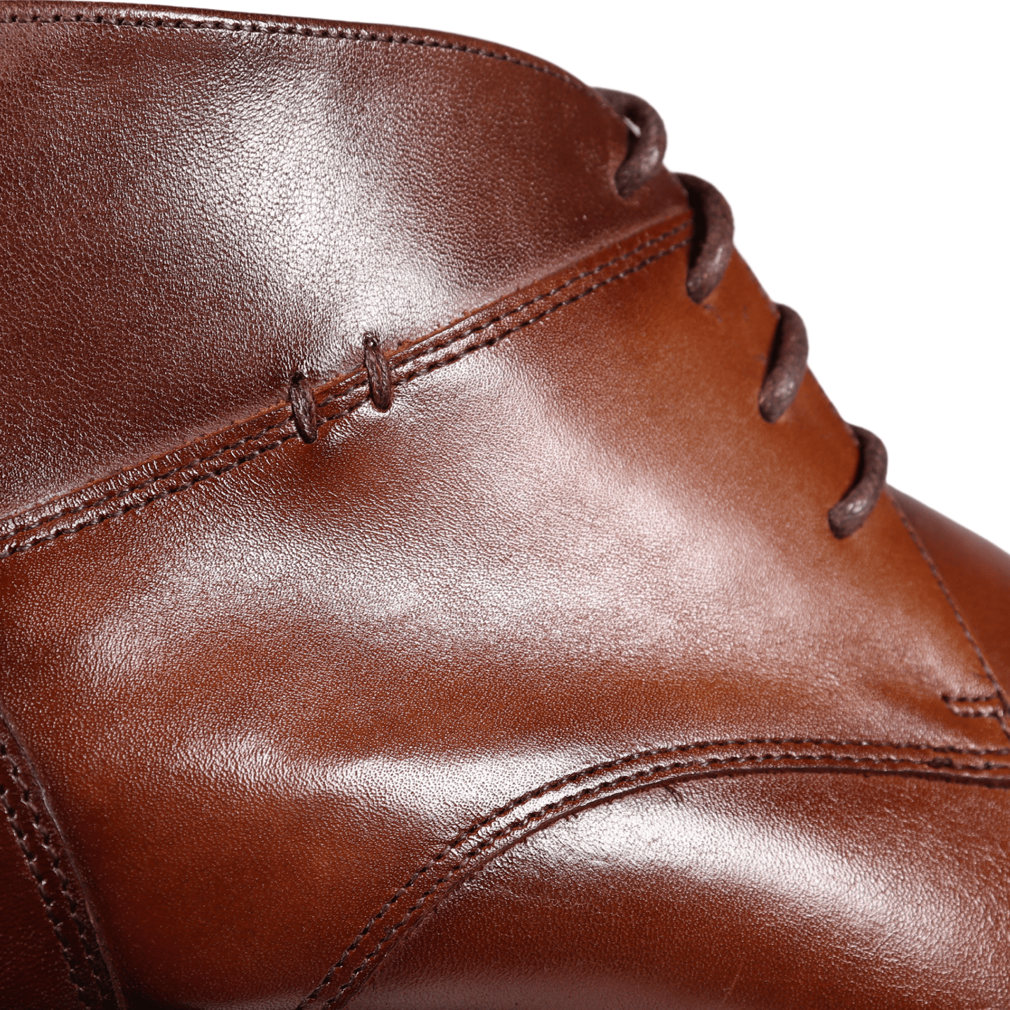 Men's dark brown genuine leather lace-up boot by John Drake with a plain vamp design, featuring a sleek and polished finish. Formal dress shoe with a sturdy leather sole, perfect for a sophisticated and classic style.