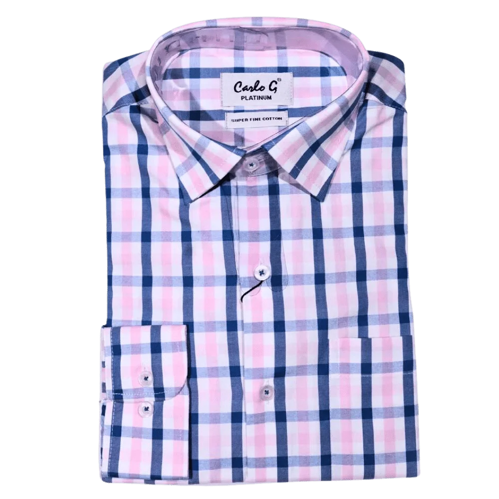 Men's Carlo Galucci Long Sleeve Cotton Formal Dress Shirt in Pink (1113) - available in-store, 337 Monty Naicker Street, Durban CBD or online at Omar's Tailors & Outfitters online store.   A men's fashion curation for South African men - established in 1911.
