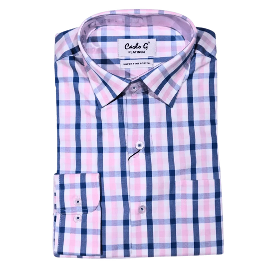 Men's Carlo Galucci Long Sleeve Cotton Formal Dress Shirt in Pink (1113) - available in-store, 337 Monty Naicker Street, Durban CBD or online at Omar's Tailors & Outfitters online store.   A men's fashion curation for South African men - established in 1911.