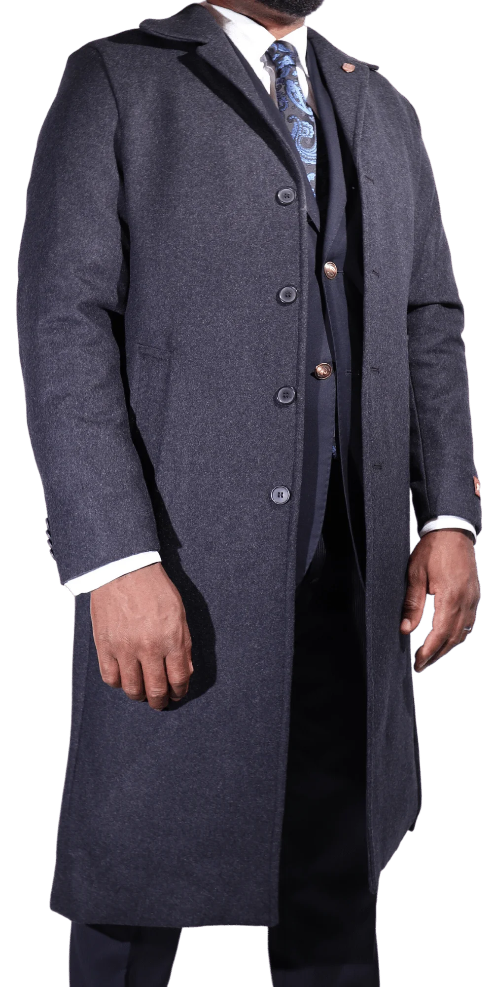 Men's Navada Clothing Cashmere Trenchcoat/overcoat in Grey (111) available in-store, 337 Monty Naicker Street, Durban CBD or online at Omar's Tailors & Outfitters online store.   A men's fashion curation for South African men - established in 1911.